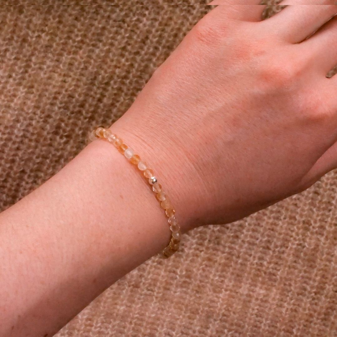 Citrin Naturstein Armband mit Mantra-Silberperle