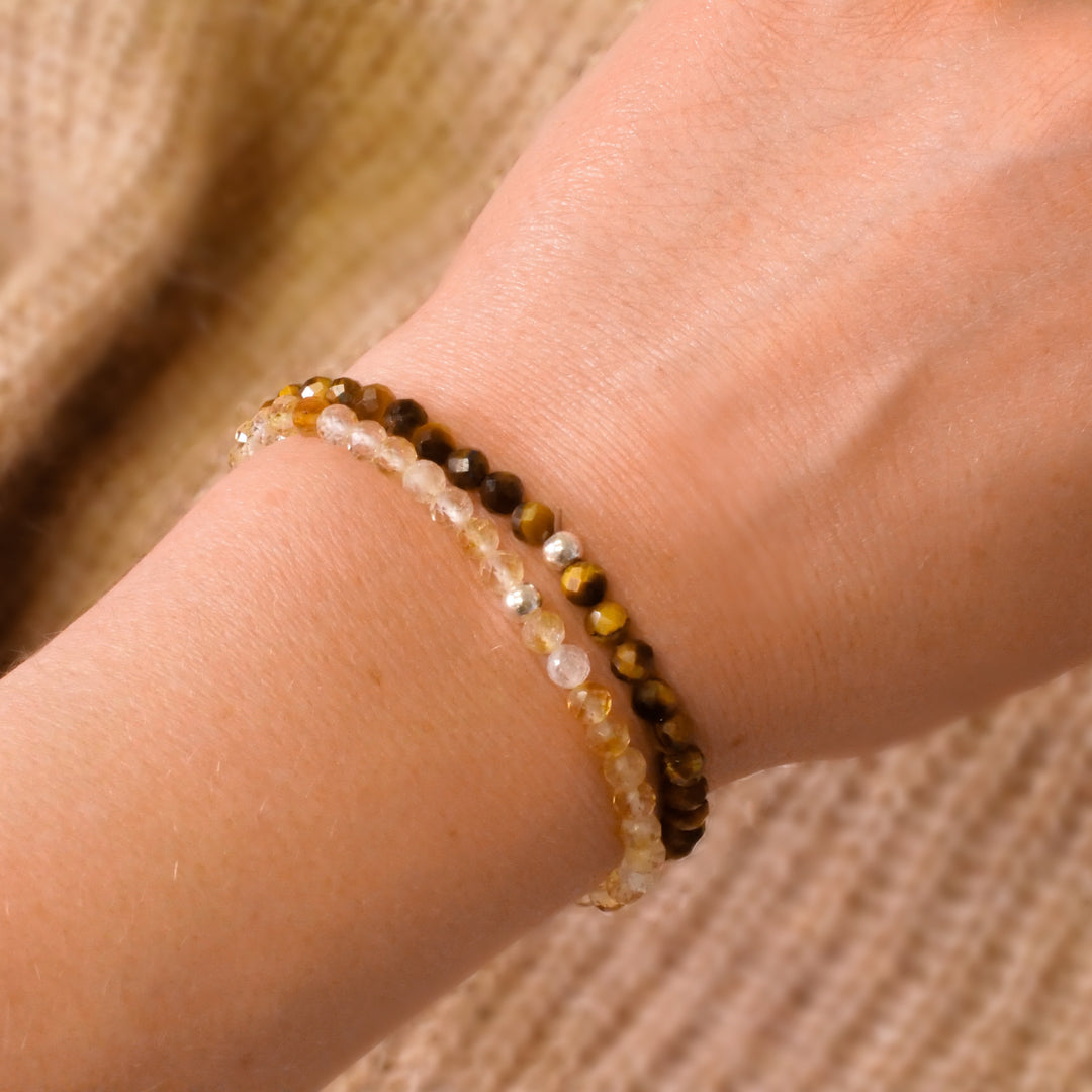 Citrin Naturstein Armband mit Mantra-Silberperle